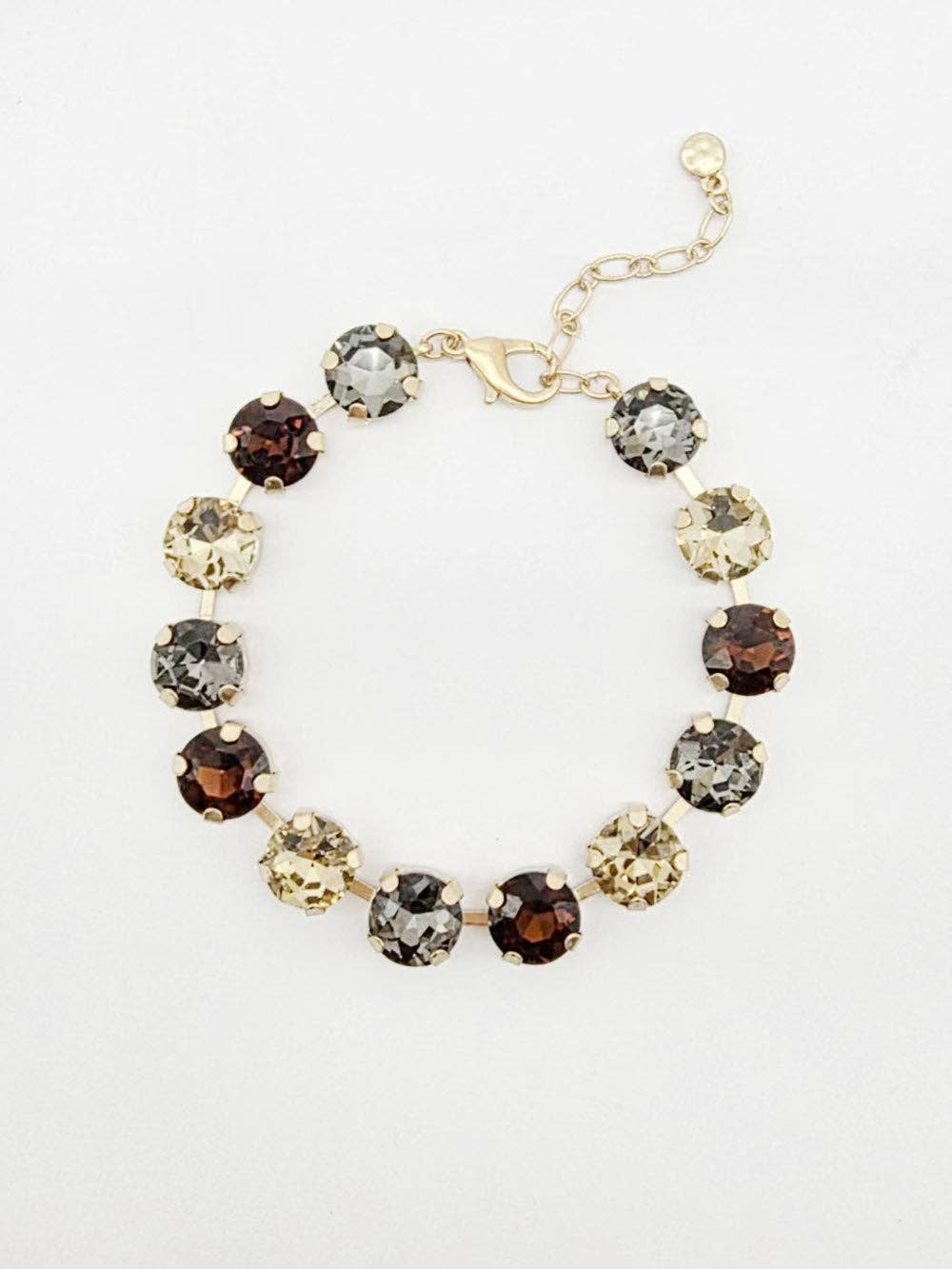 Black Diamond Multi Square Stone with Gold Hinged 7.25" Bracelet
