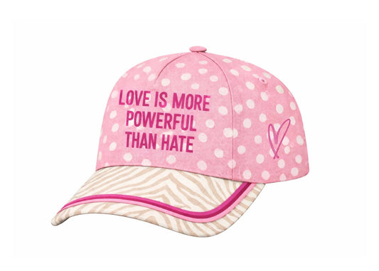 "Love is More Powerful" on Pink Cap With Patch Work