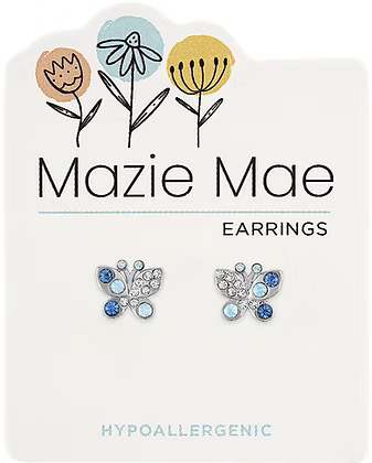 Silver Opal & Aquamarine Butterly Stud Mazie Mae Earring