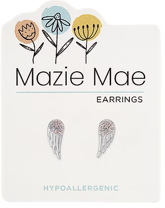 Silver CZ Angel Wing Stud Mazie Mae Earring