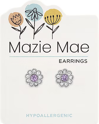 Silver Light Amethyst CZ Flower Stud Mazie Mae Earring