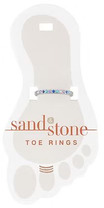 Silver Thin Multi Blue Sand & Stone Toe Ring