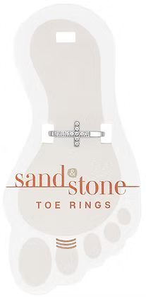 Silver CZ Cross Sand & Stone Toe Ring
