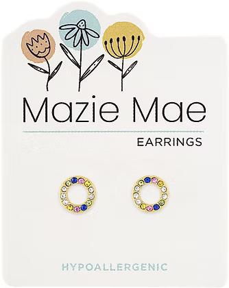 Gold Rainbow Open Circle Stud Mazie Mae Earring