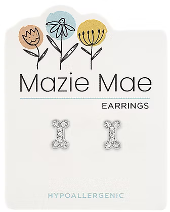 Silver CZ Dog Bone Stud Mazie Mae Earring