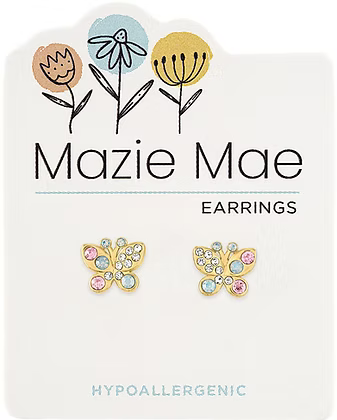 Gold Opal & Vintage Rose Butterfly Stud Mazie Mae Earring