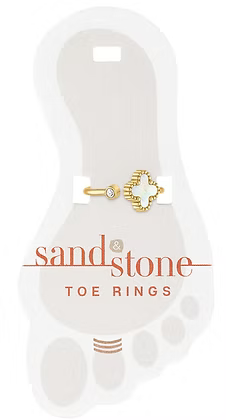 Gold Mini CZ & Quatrafoil Sand & Stone Toe Ring