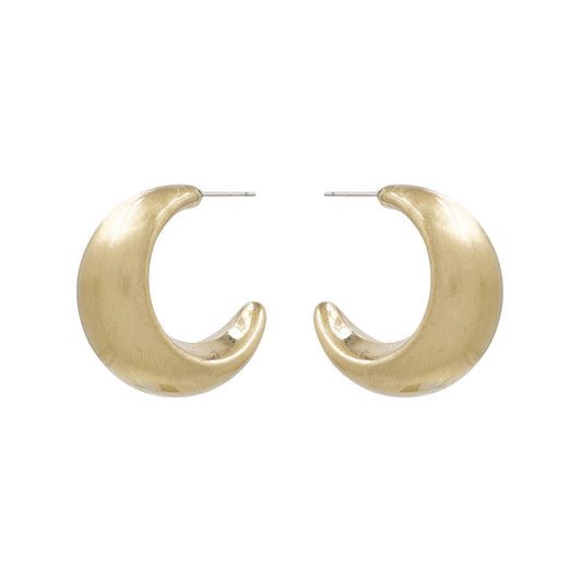 Matte Gold Metal Hoop Earrings