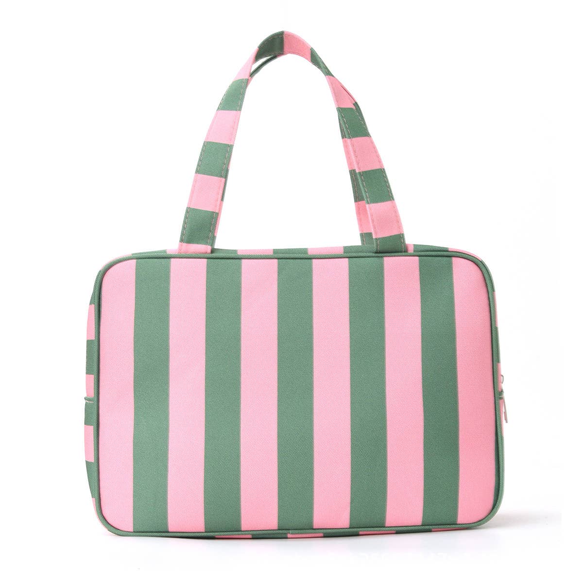 Large Storage Color‑Block Striped Makeup Bag