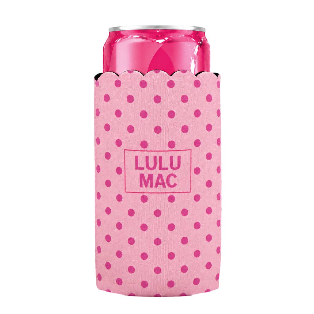 Slim Can Koozie Pink & Hot Pink Dot