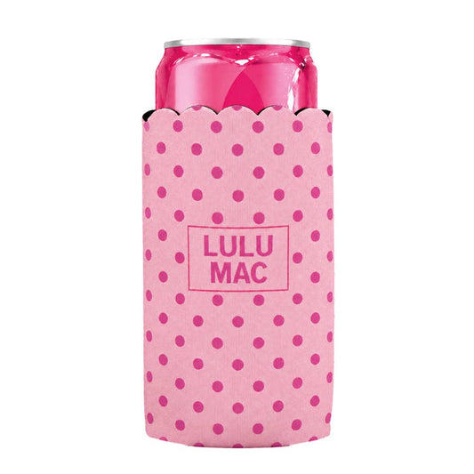 Slim Can Koozie Pink & Hot Pink Dot