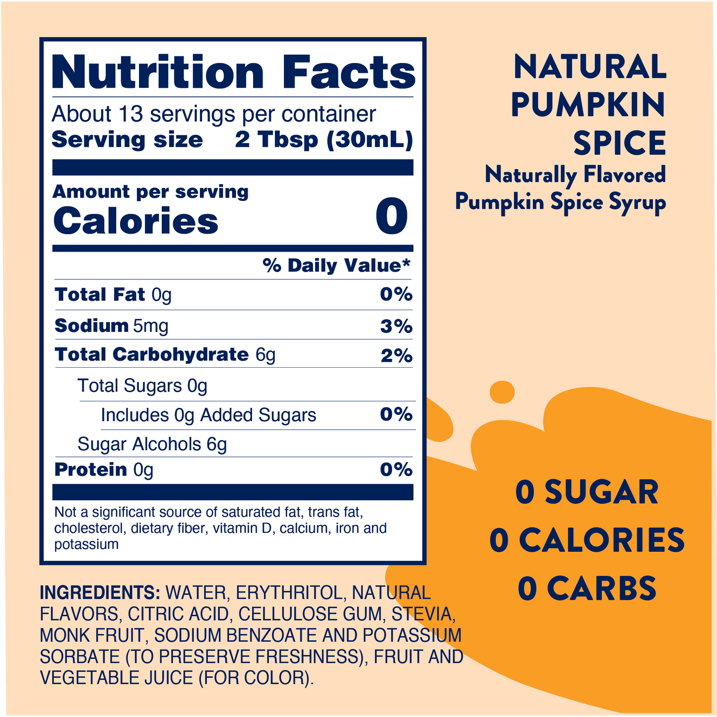 Naturally Sweetened Pumpkin Spice Syrup - 375ml