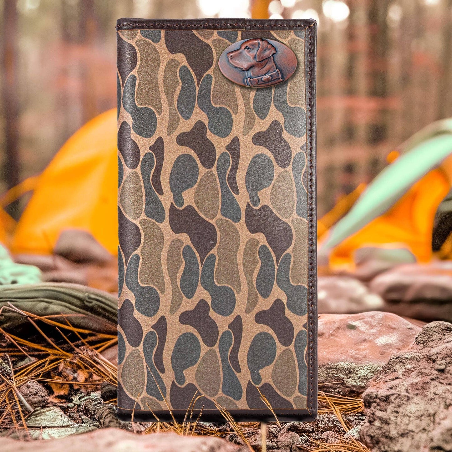 Lab Men's Secretary Old School Camo Leather Wallet.