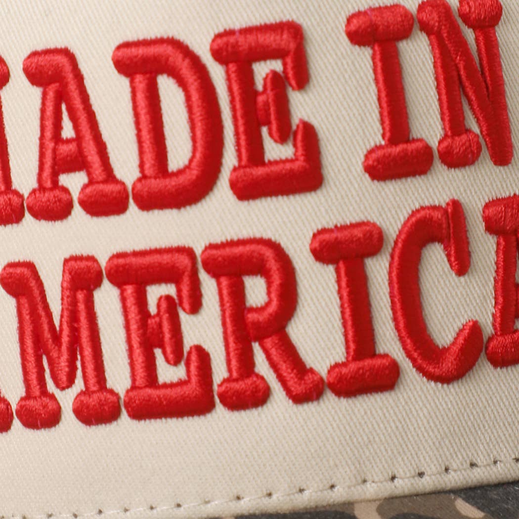 MADE IN AMERICA 3D EMBROIDERED TWO TONE LEOPARD BRIM TRUCKER HAT