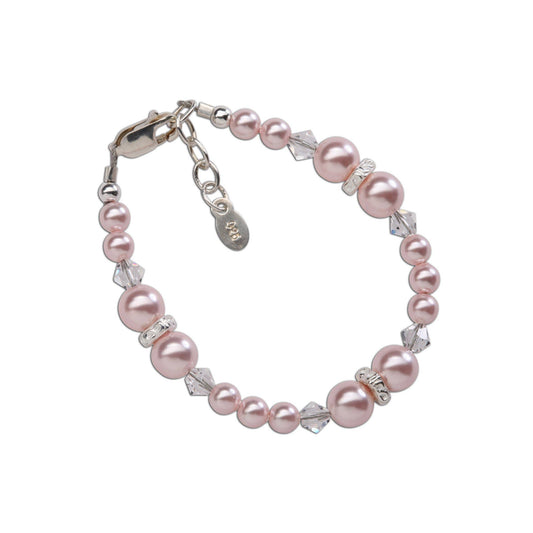 Girls Sterling Silver Pink Pearl Baby & Children's Bracelet Small 0-12 Months