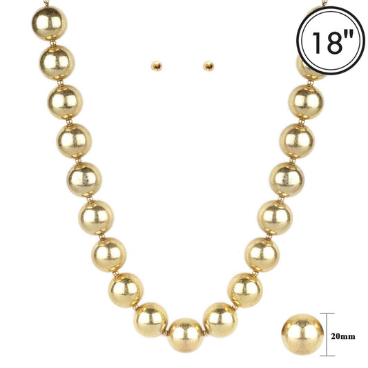 Gold 20MM Beaded 18" Necklace