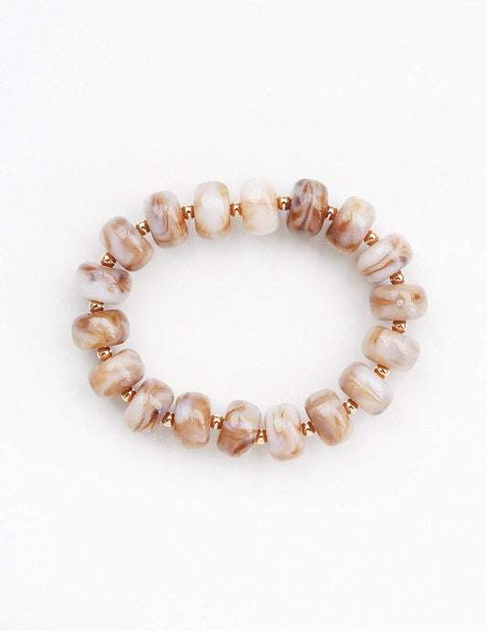 Natural/Brown Acrylic Oval Stretch Bracelet