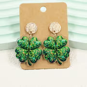 ST PATRICKS DAY EARRINGS - GREEN CLOVERS