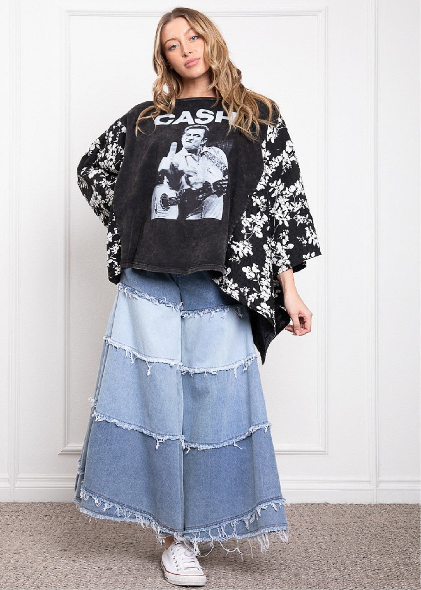 JOHNNY PONCHO TOP - BLACK