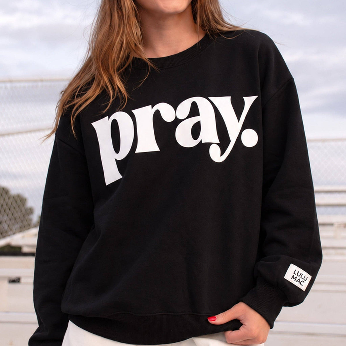 Black/White Pray Puff SWEATSHIRT