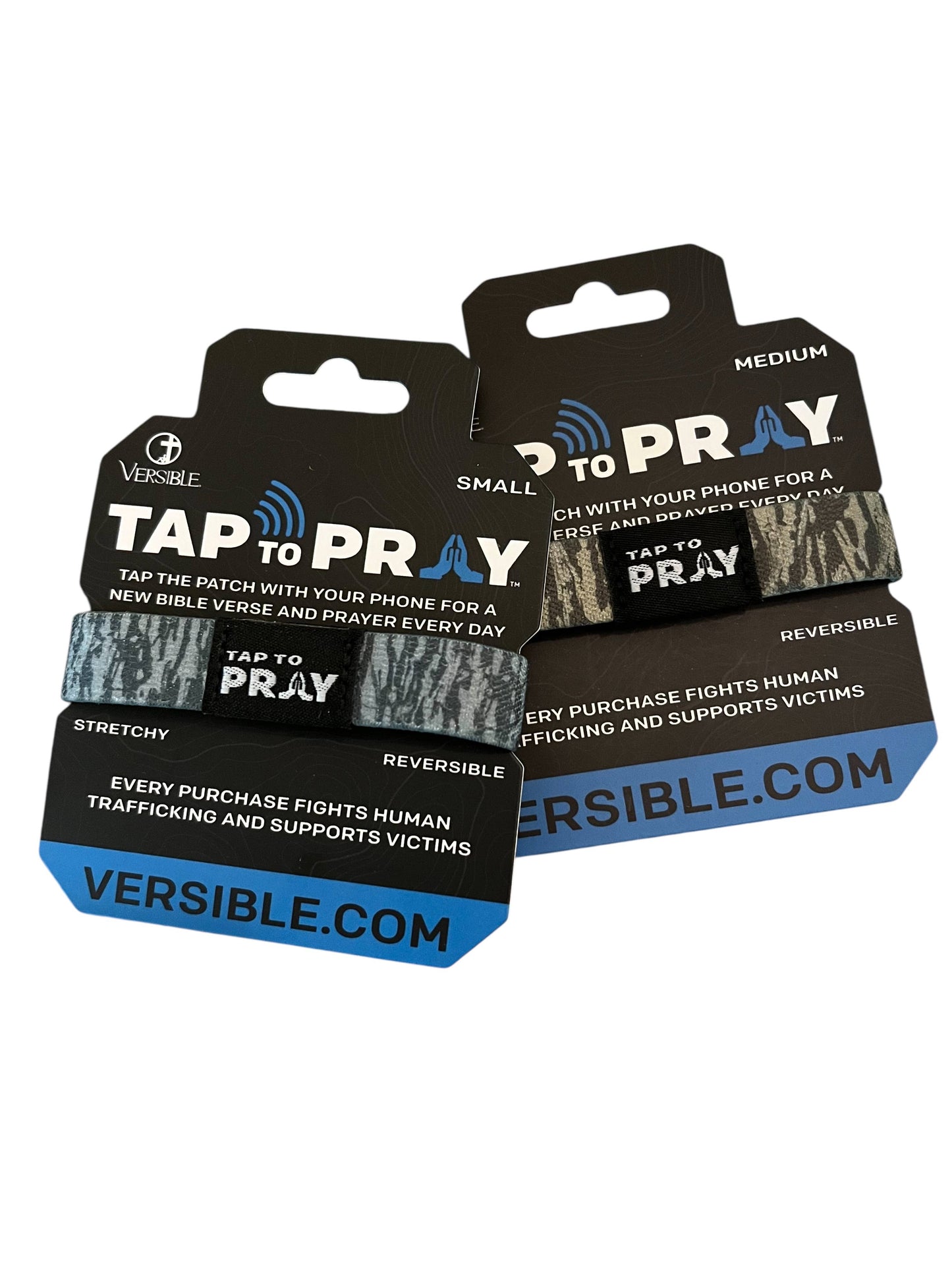 Tap To Pray™ Wristbands - Tree Bark Camo Brown & Grey