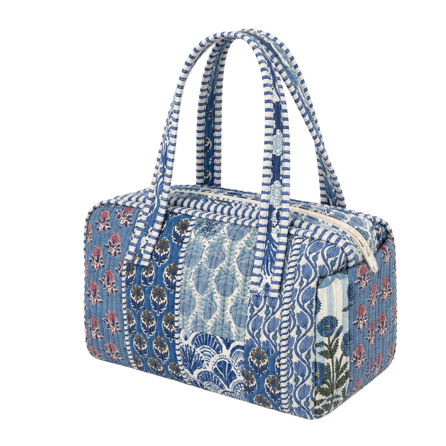 Blue Patchwork Quilted Bag Print