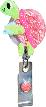 Glitterific Badge Reel Turtle