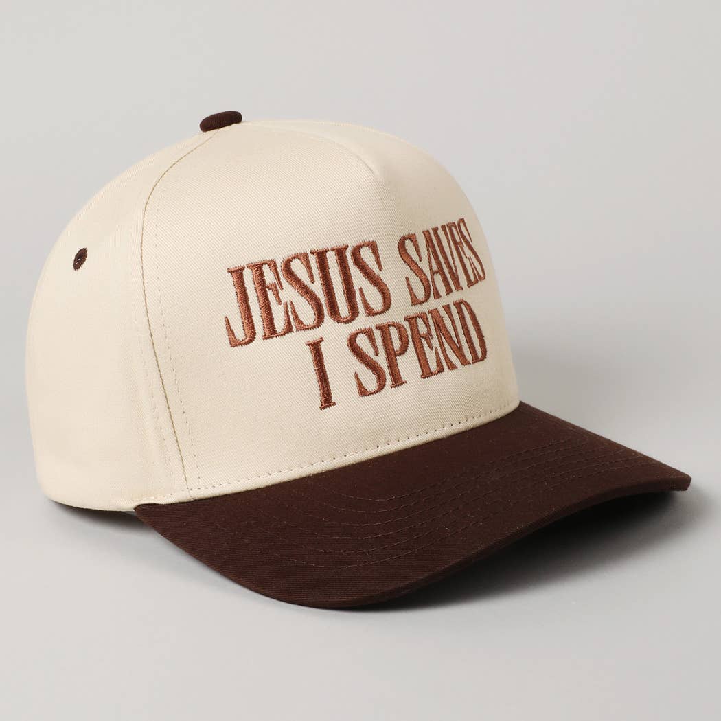 JESUS SAVES I SPEND Embroidery Trucker Hat