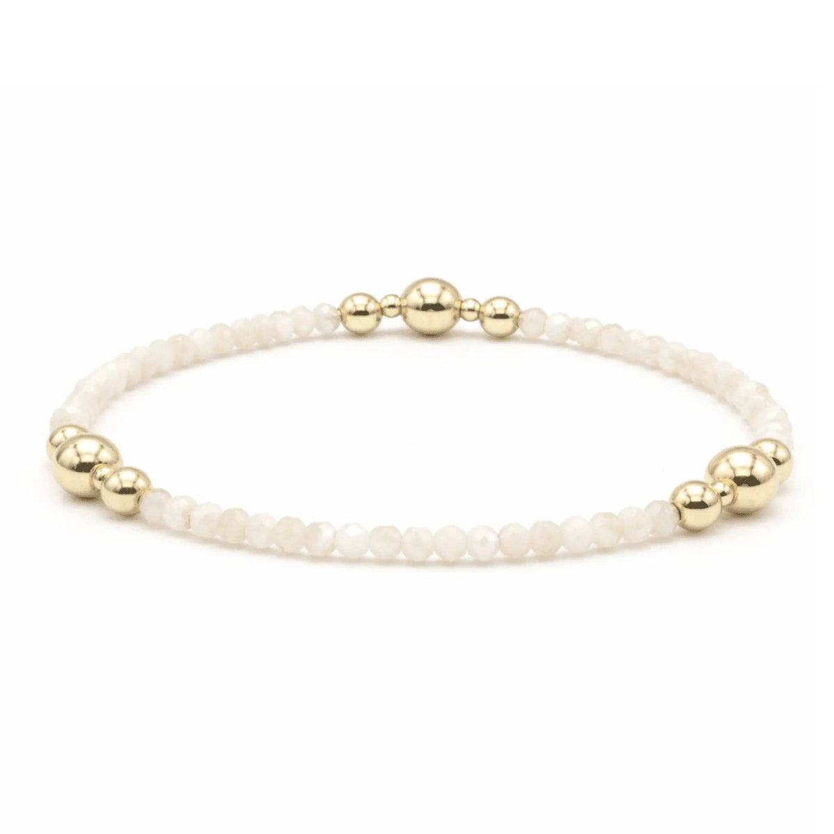 The Nantucket Shimmer Winter White & 14k Gold- Filled Beaded Bracelet