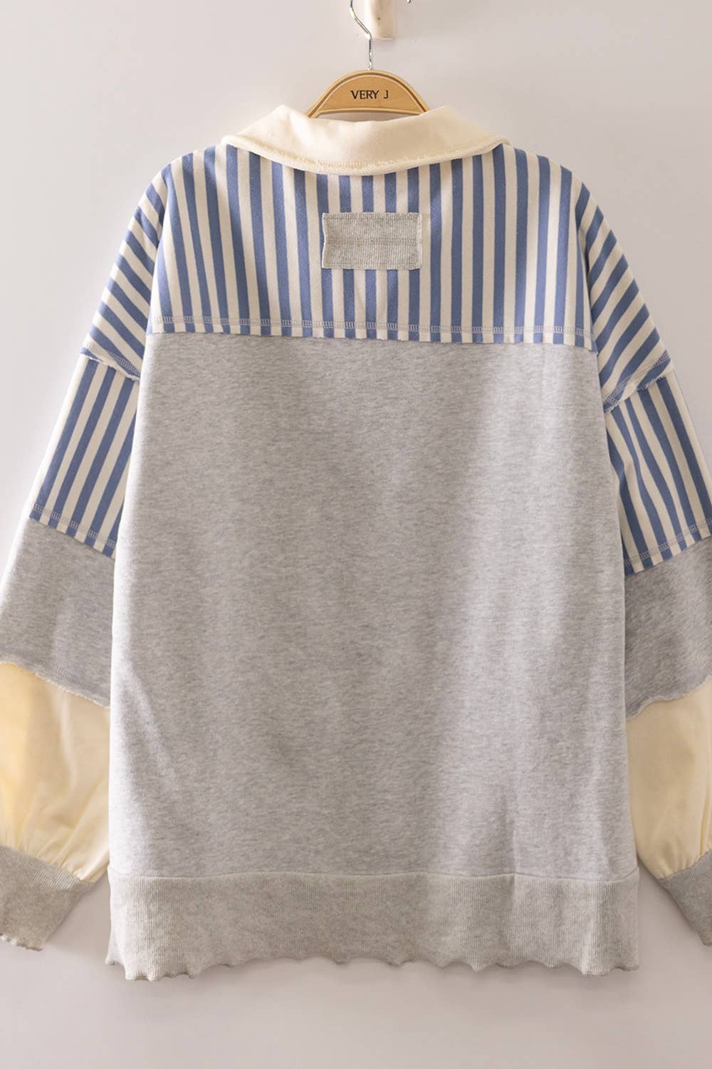 Vintage Stripe Rugby Sweatshirt - Heather Gray