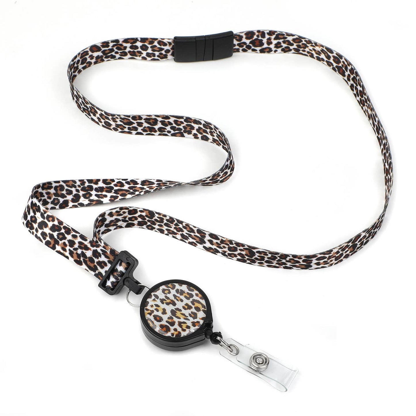 Leopard Chic Ribbon Lanyard with Badge Reel