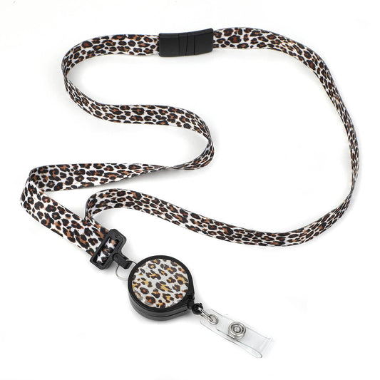 Leopard Chic Ribbon Lanyard with Badge Reel