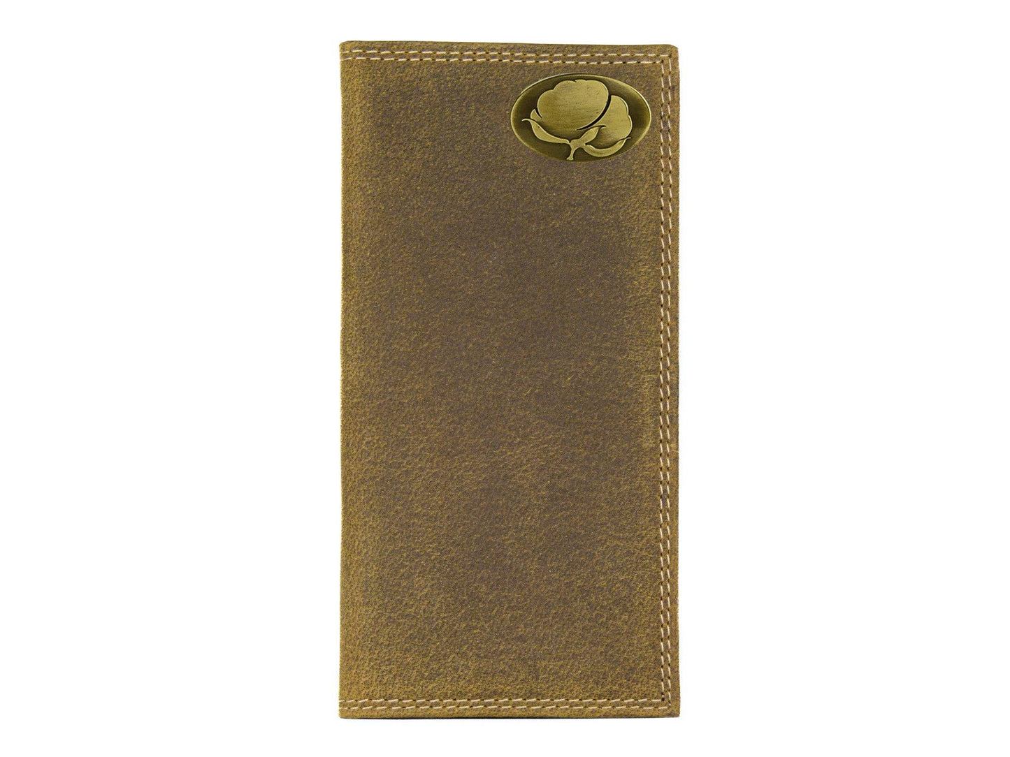 Cotton Boll Vintage Tan Leather Secretary Wallet