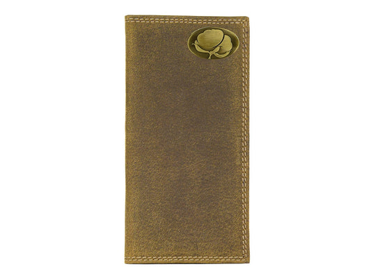 Cotton Boll Vintage Tan Leather Secretary Wallet