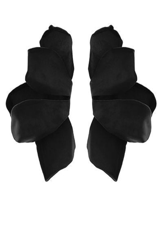 COLOR COATED HALF FLOWER EARRINGS-BLACK