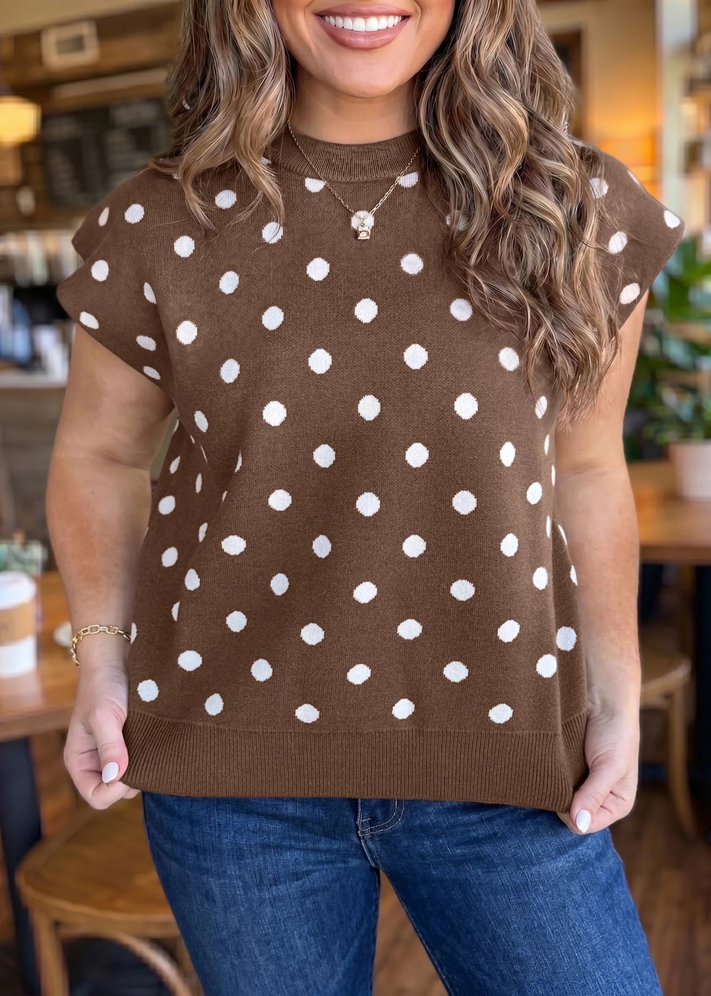 JESSICA BROWN POLKA DOTTED TOP