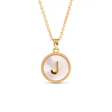 Gold Mother of Pearl Initial Necklaces