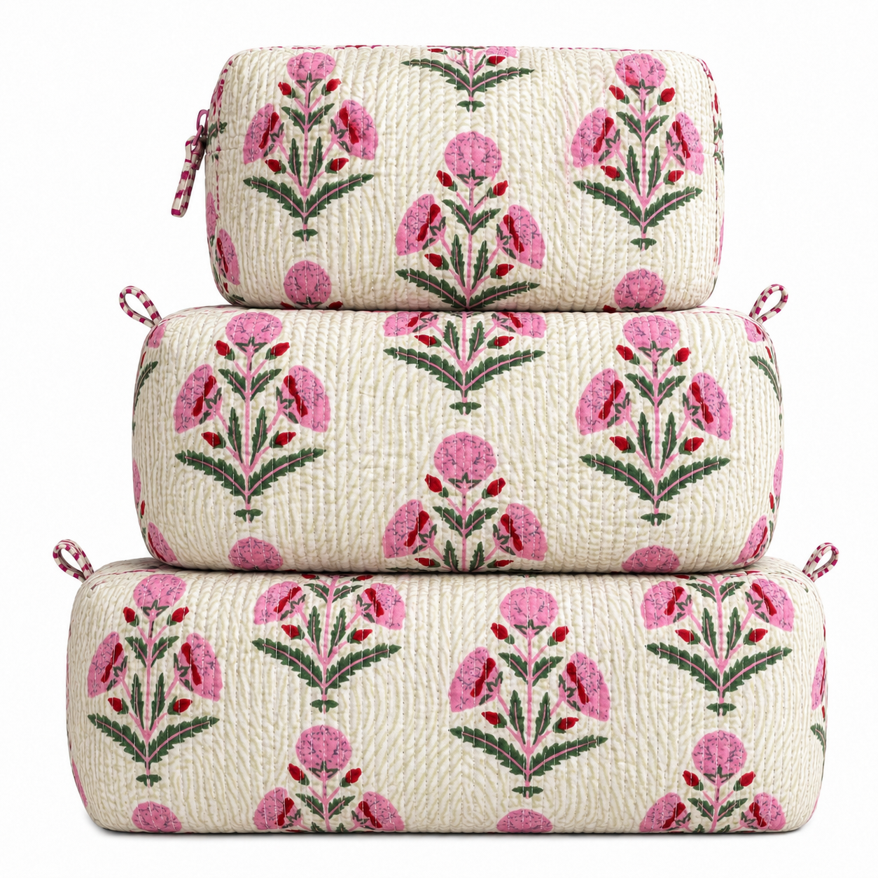 Light Pink Floral Quilted Bag Print