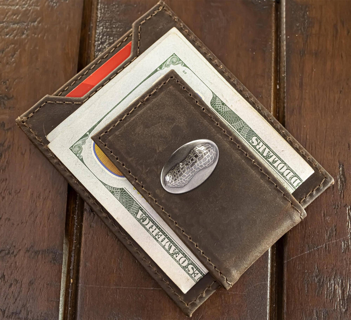 Peanut Magnetic Leather Slim Wallet