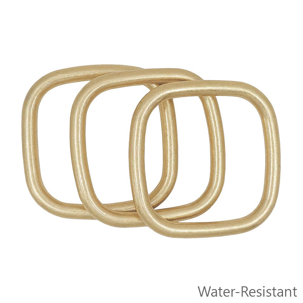 Worn Gold Square Bangle Set of 3 Bracelets