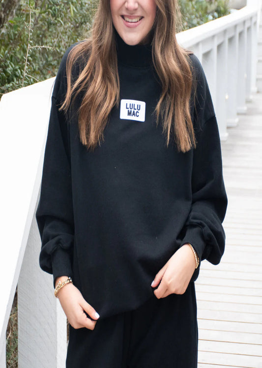 LONG SLEEVE TERRY CLOTH SWEATSHIRT - BLACK