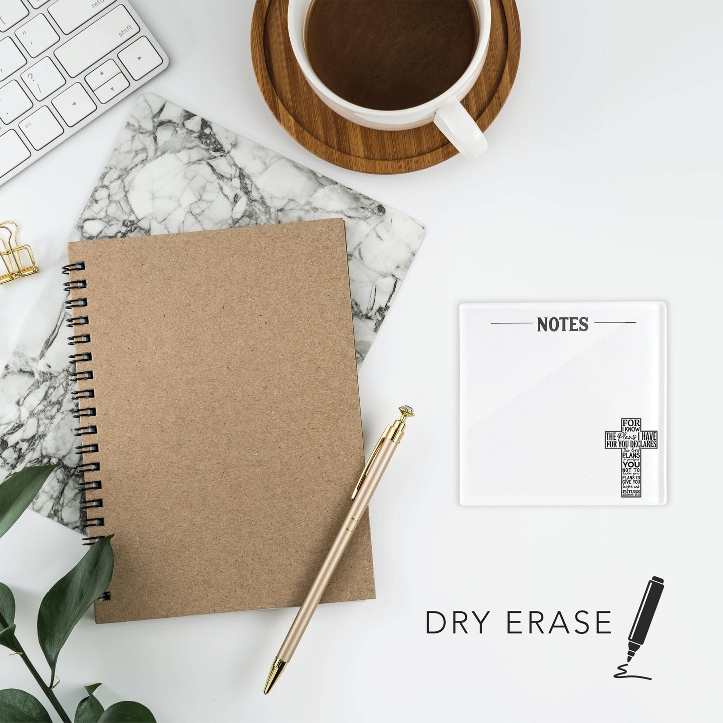 Graduation Gifts, 4x4 Dry Erase Desk Tile with Marker, Cross