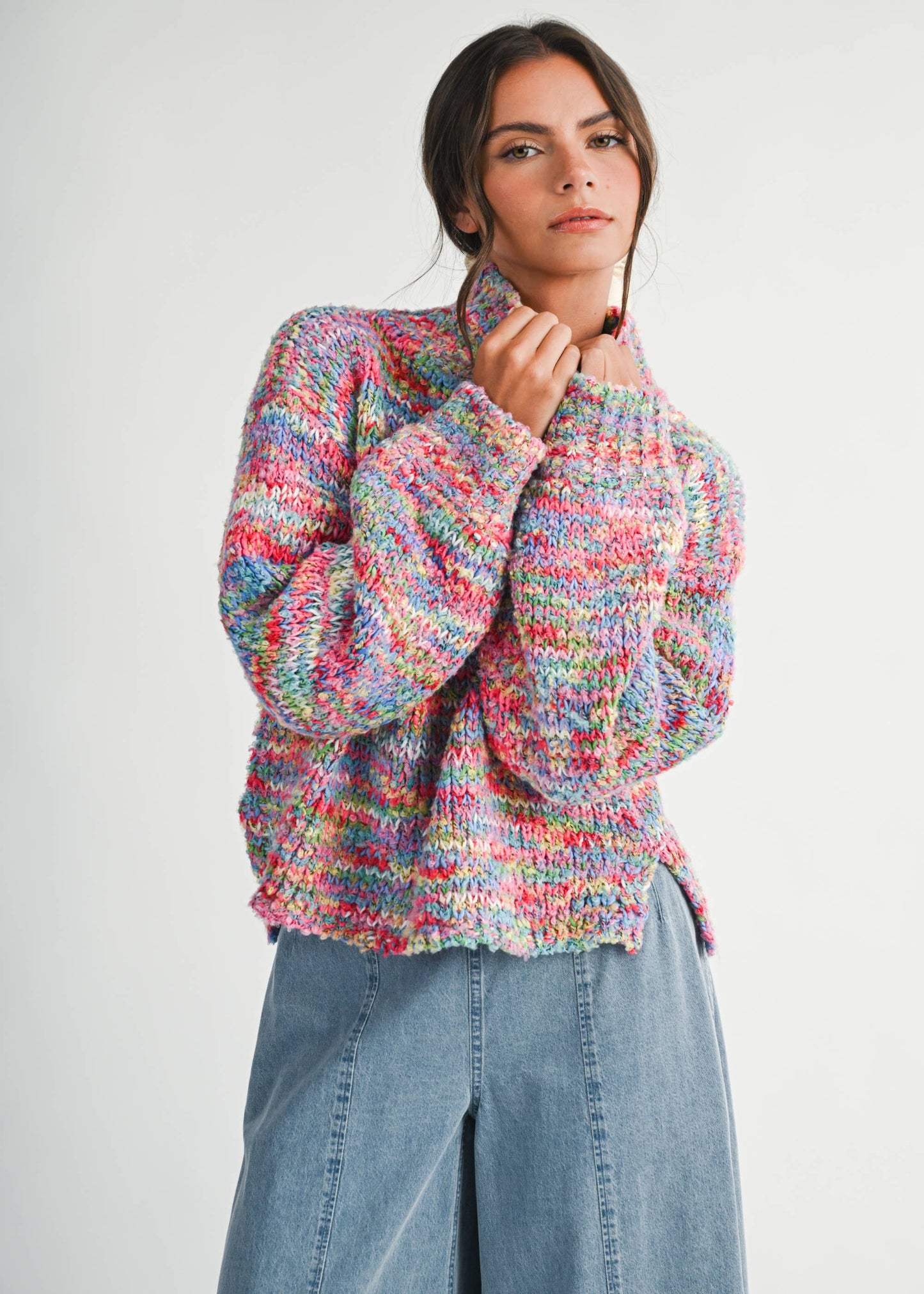 3320IK Chunky Marled Turtleneck Sweater