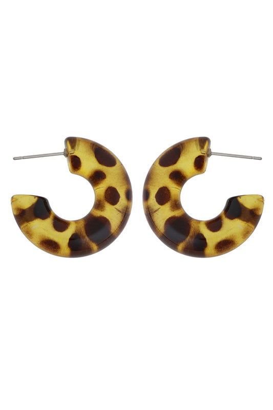 Cheetah Print Acrylic 1.5" Hoop Earring