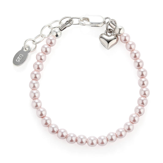 Girls Sterling Silver Dainty Pink Pearl Bracelet Baby Gift