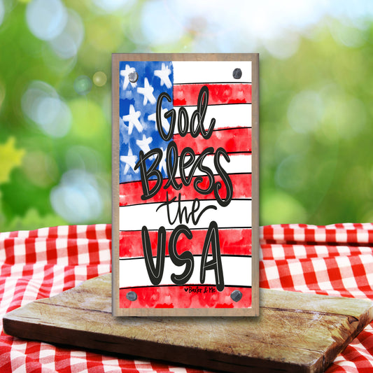 God Bless The USA Driftwood Happy Block