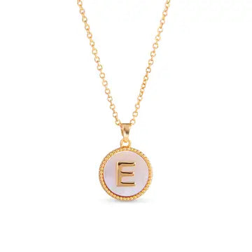 Gold Mother of Pearl Initial Necklaces