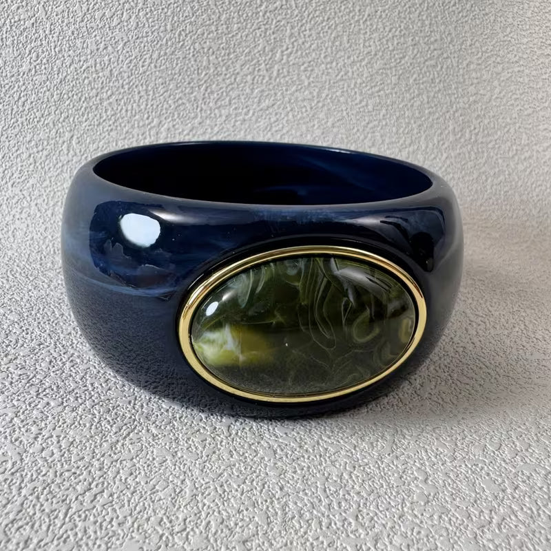 MARBLE WIDE BRACELET - DARK BLUE