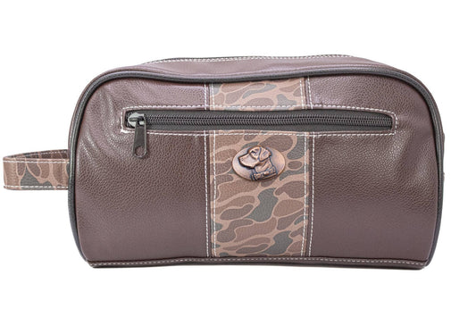 Lab Brown Pebble Old School Camo Men's Toiletry Dopp Bag.