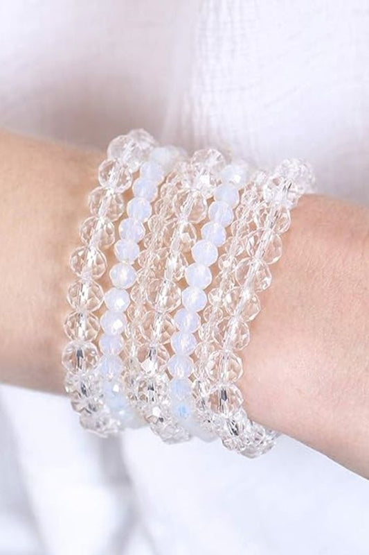CLAIRA BEADED BRACELET SET: WHITE